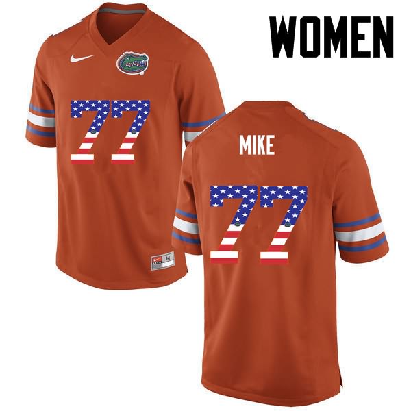 NCAA Florida Gators Andrew Mike Women's #77 USA Flag Fashion Nike Orange Stitched Authentic College Football Jersey FCF0564UY